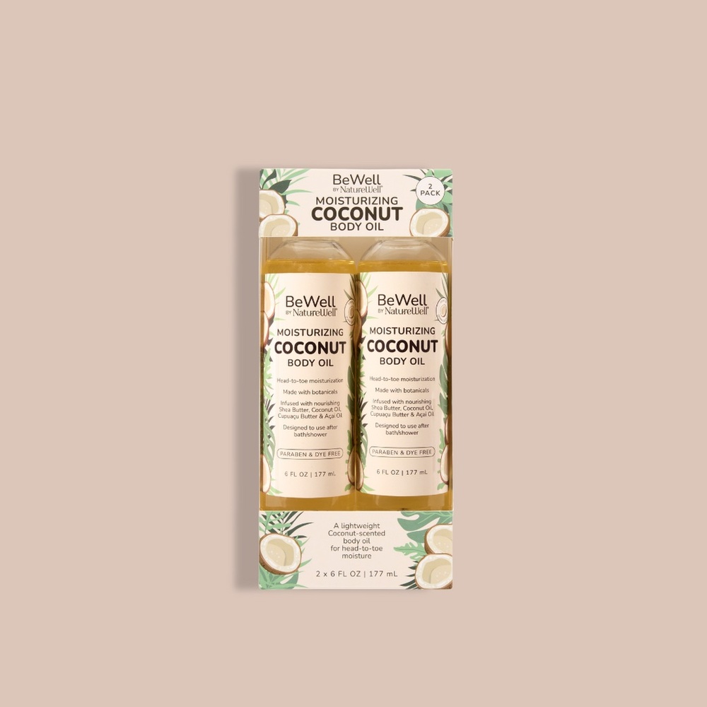 Be Well Nature Well Moisturizing Coconut Body  2 pack Oil 6 Fl Oz
